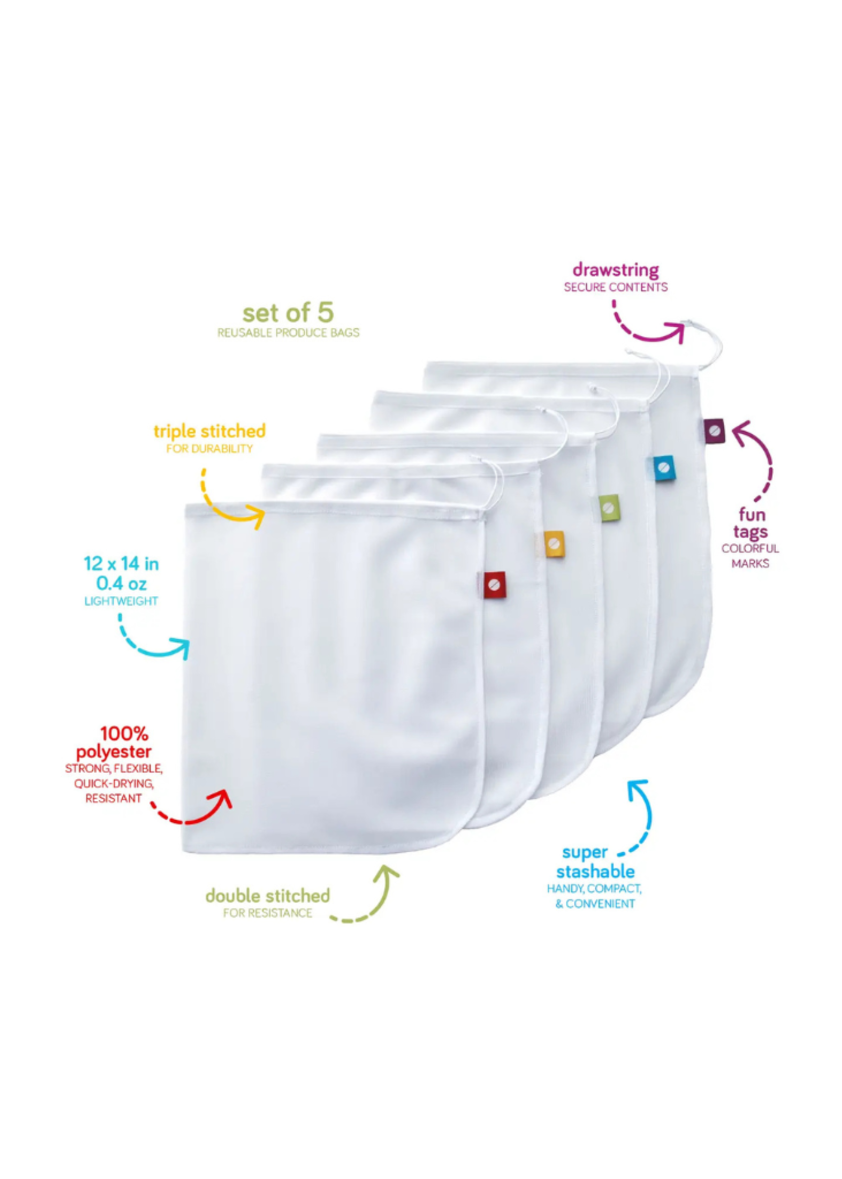 Flip & Tumble Flip & Tumble Reusable Produce Bags S/5