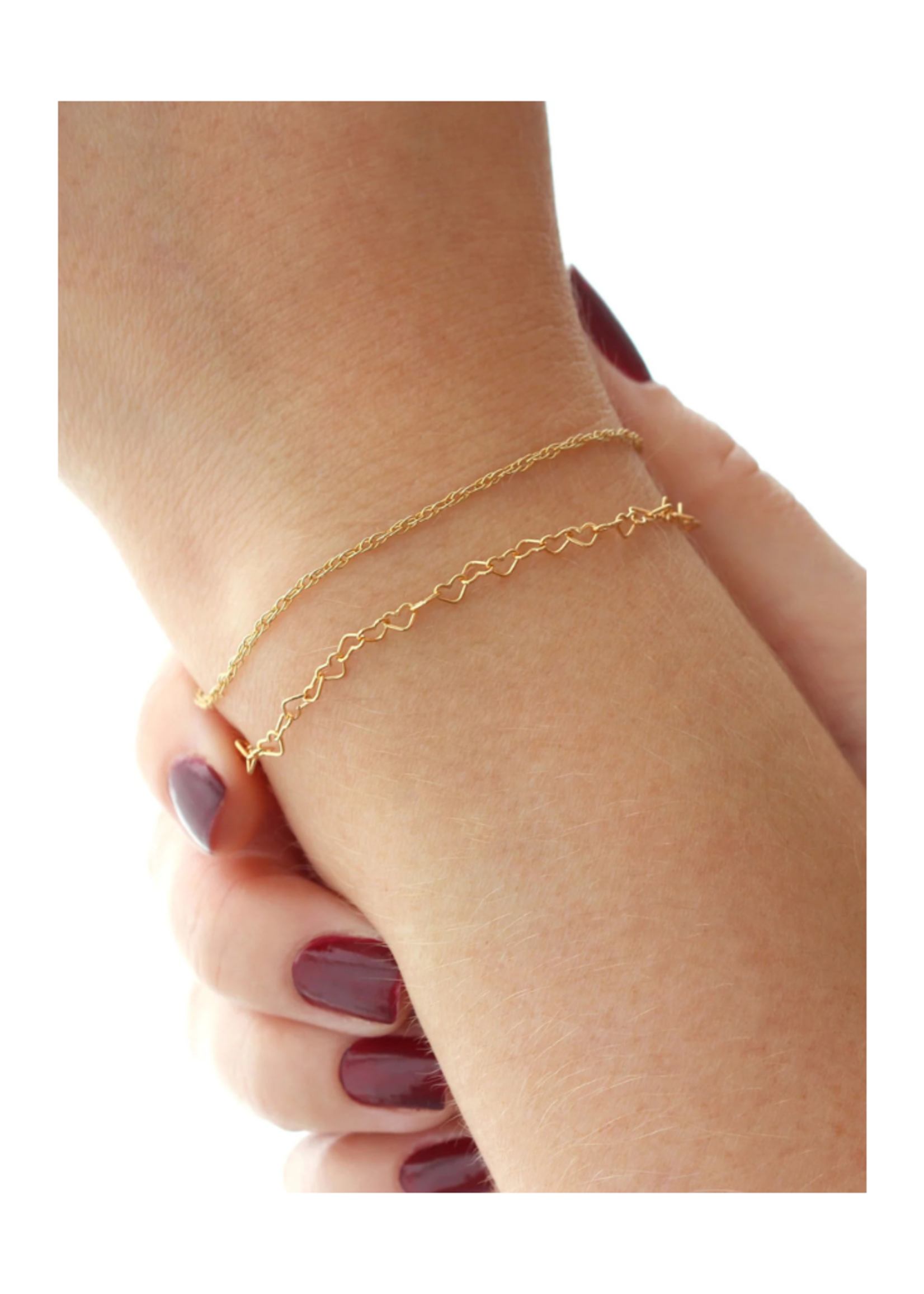 Kris Nations Jewels, Inc. Kris Nations Heart Chain Bracelet Adjustable 8" 14K Gold Filled