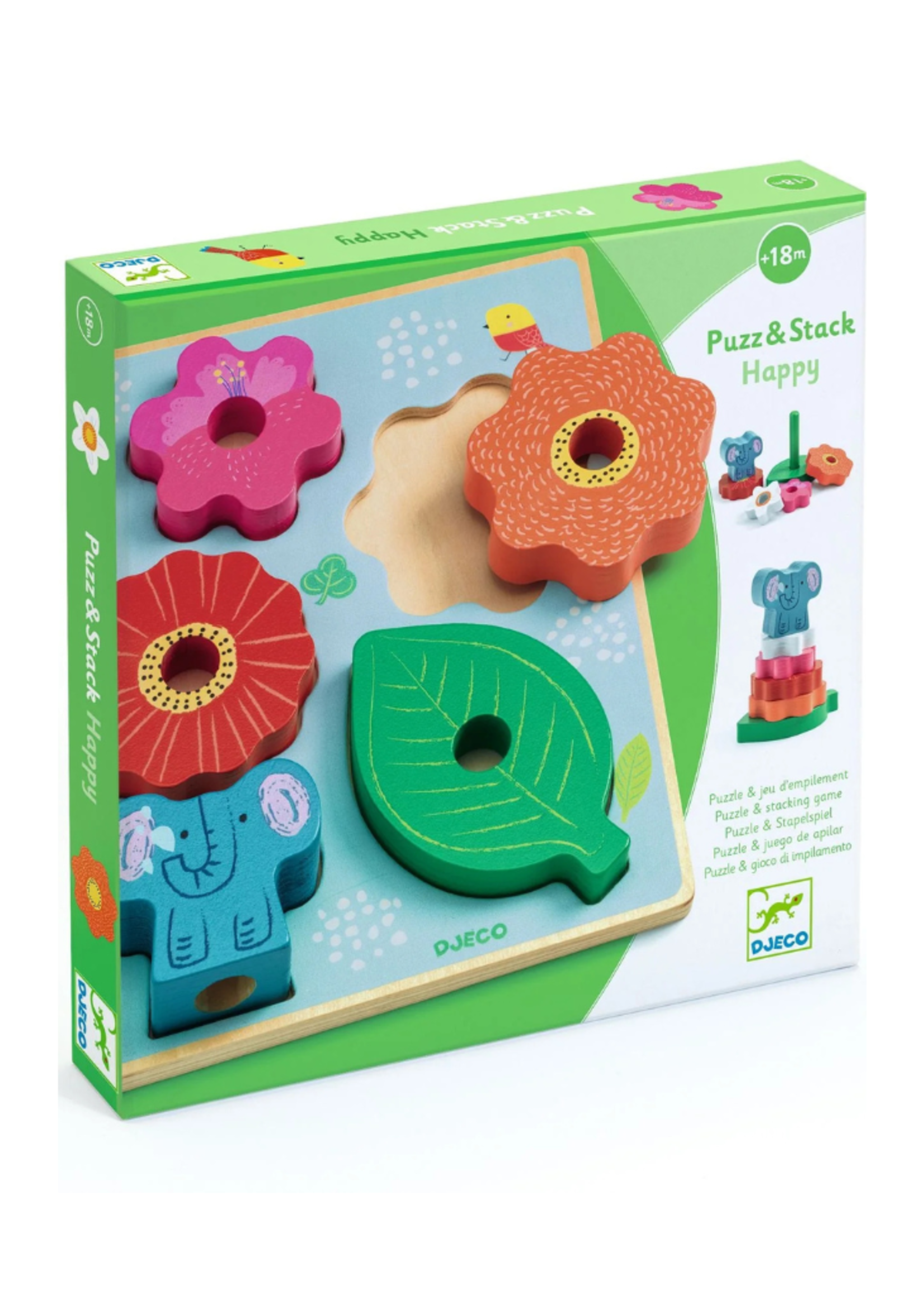 Djeco Djeco Puzz & Stack Happy Wooden Puzzle