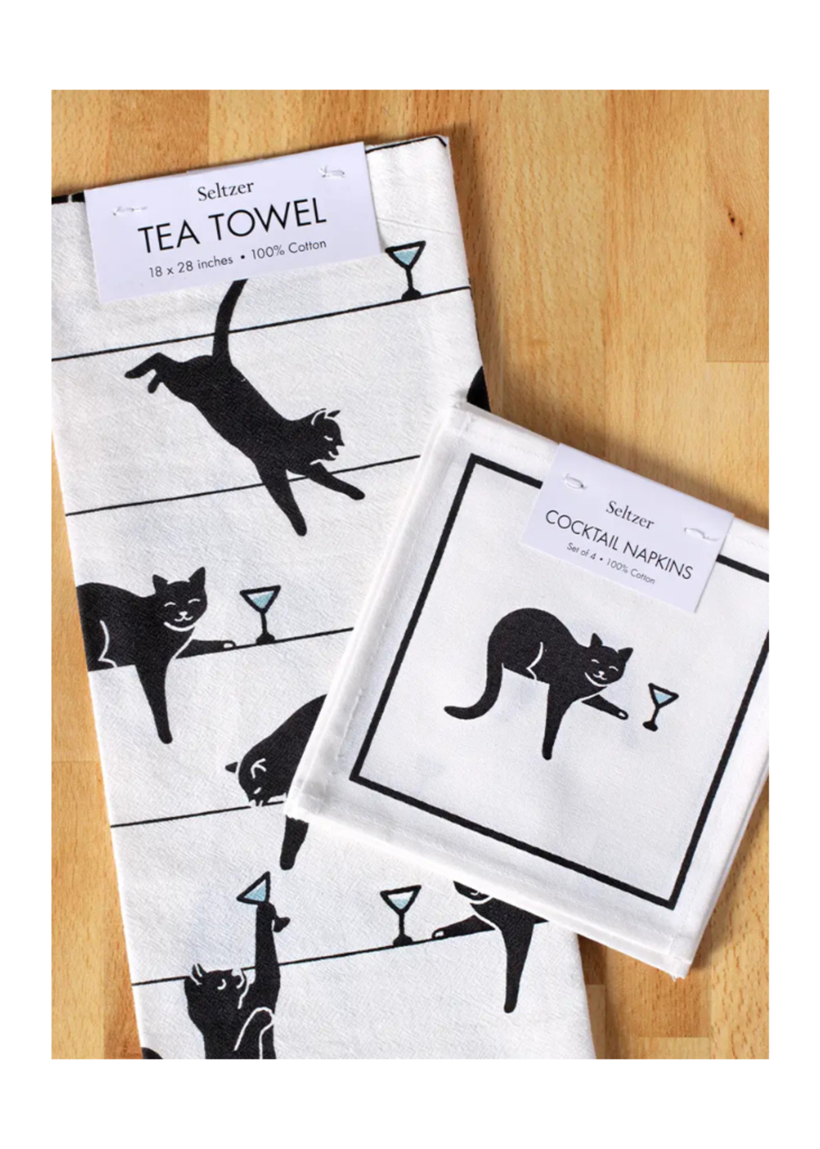 Seltzer Goods Seltzer Goods -  Black Cat Martini Tea Towel