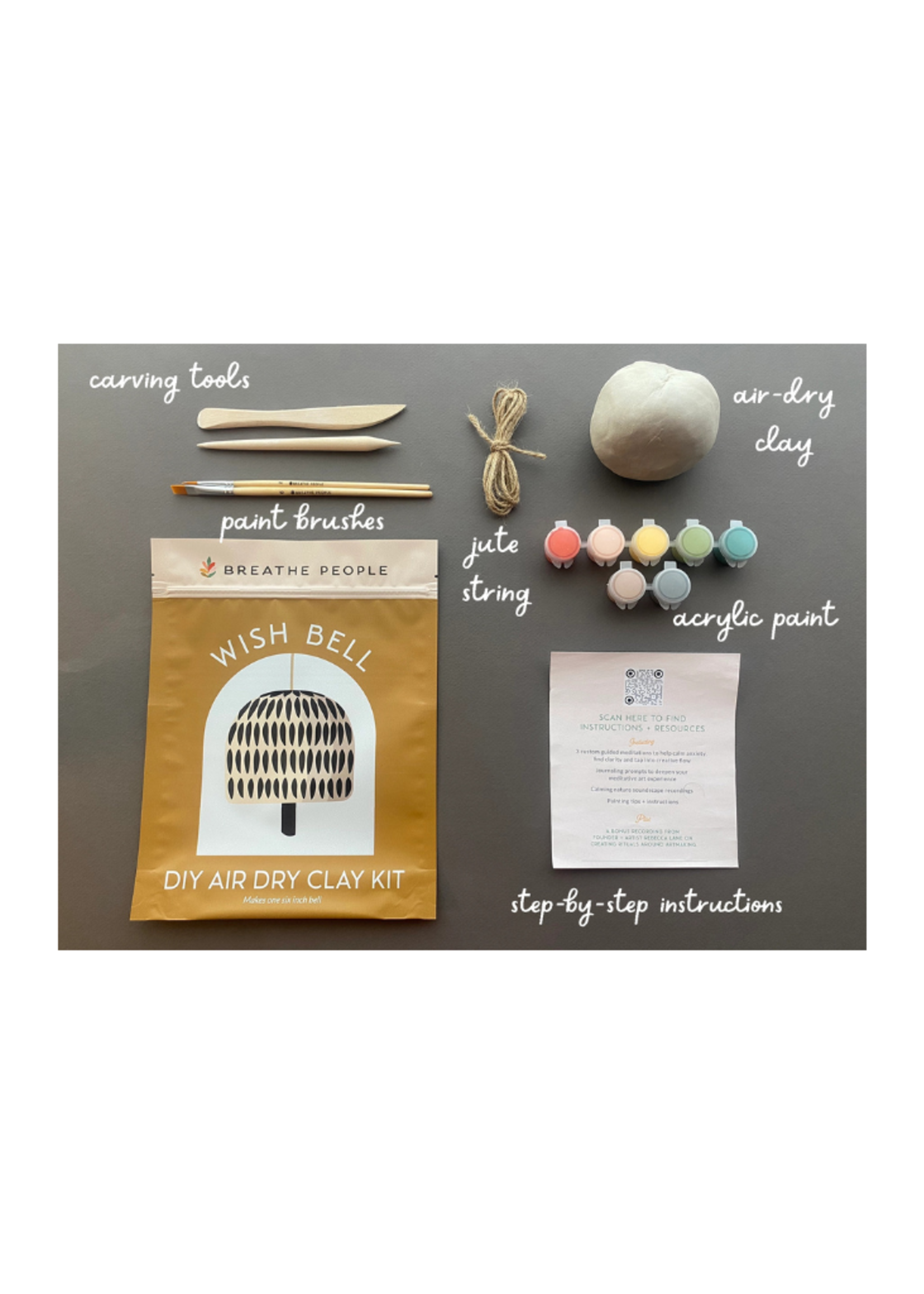 Breathe People Breathe People - Diy Air Dry Clay Kit- Make Your Own Wish Bell