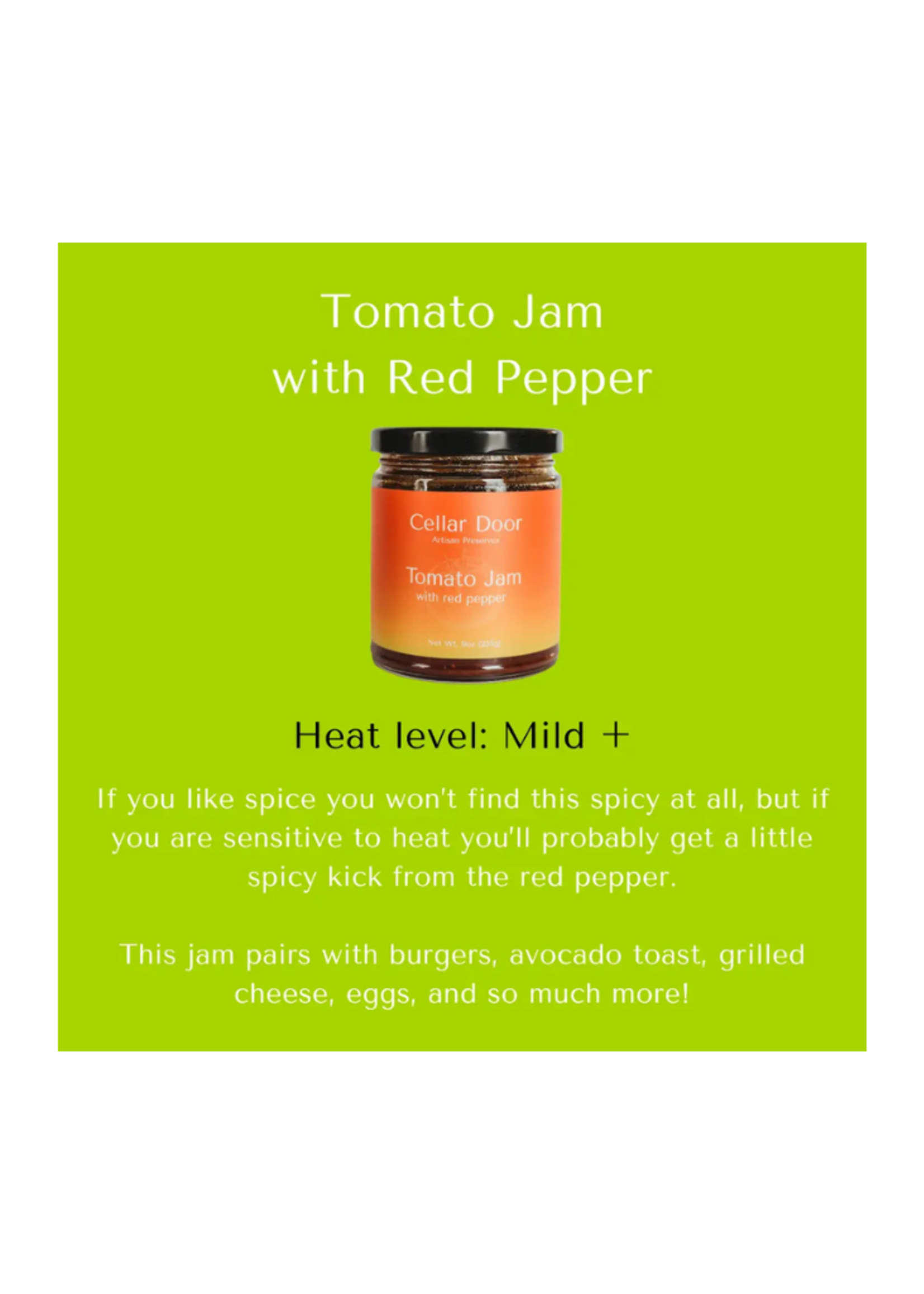 Cellar Door Preserves Cellar Door Preserves- Tomato Jam with Red Pepper