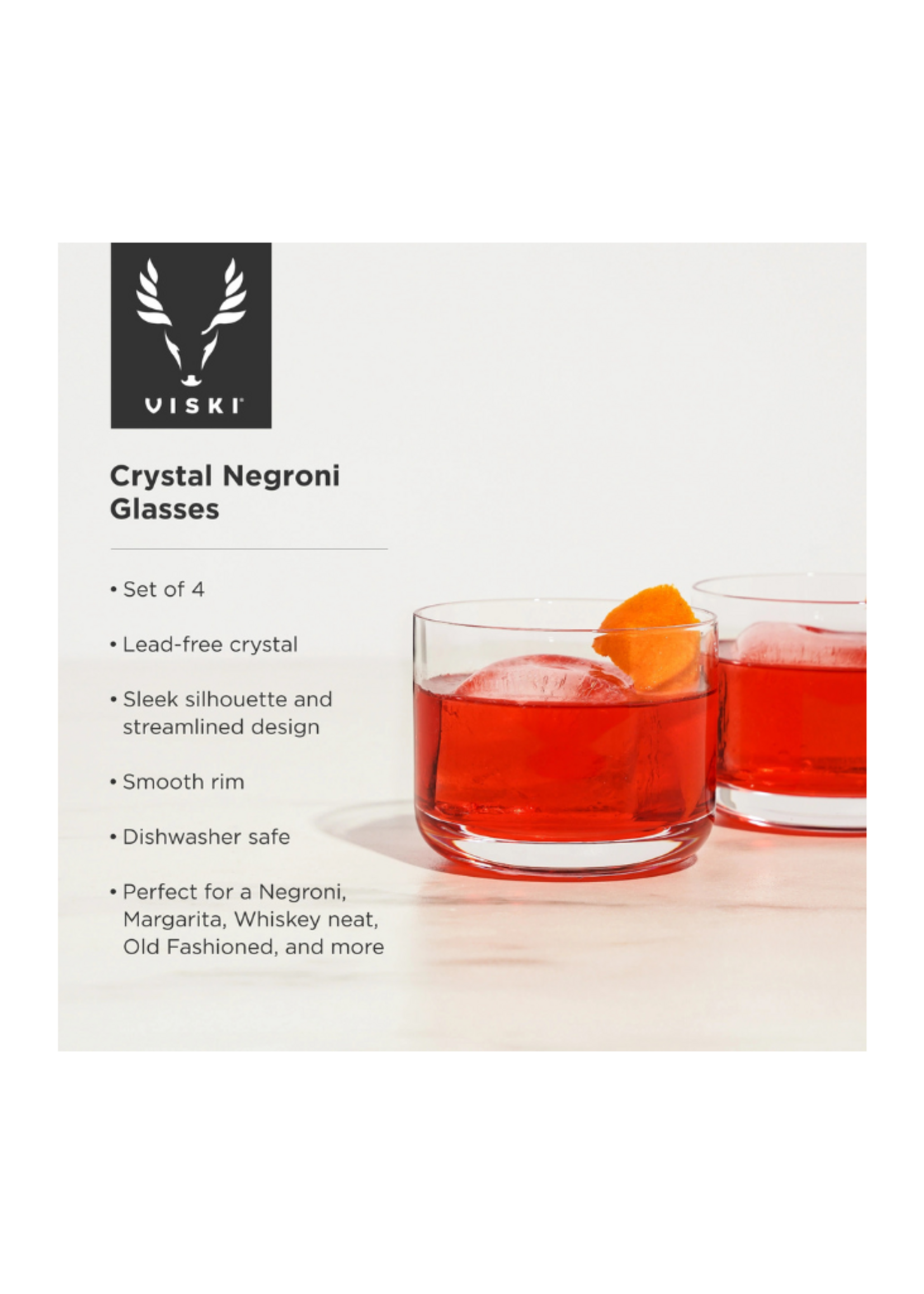 Viski Viski - Raye™ Crystal Negroni Glasses Set of 4