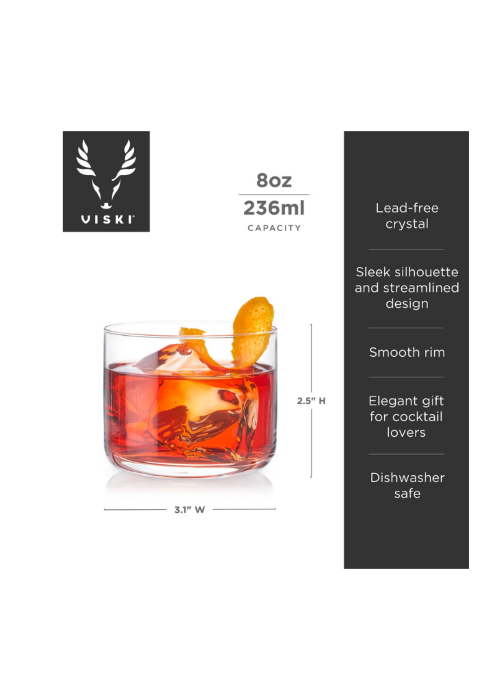 Viski Viski - Raye™ Crystal Negroni Glasses Set of 4