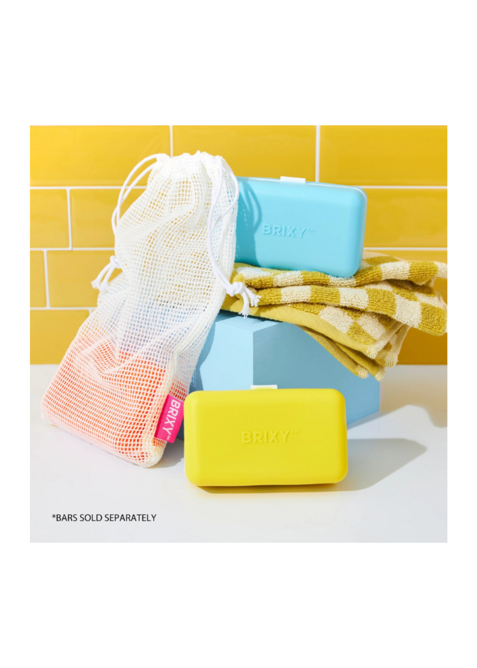 BRIXY BRIXY - Beauty Bar Travel Case Set | 3 Containers + Cotton Mesh Bag