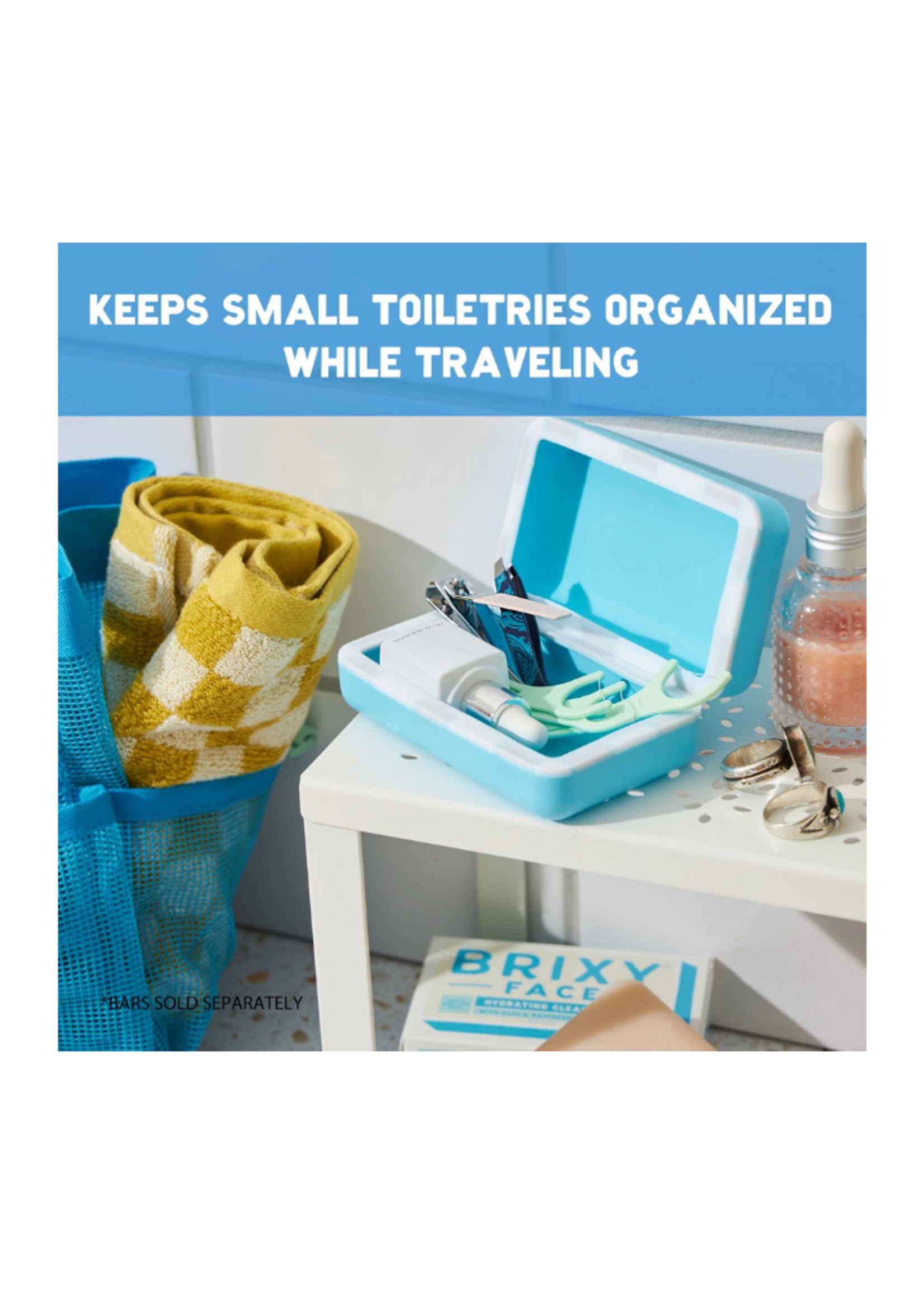 BRIXY BRIXY - Beauty Bar Travel Case Set | 3 Containers + Cotton Mesh Bag