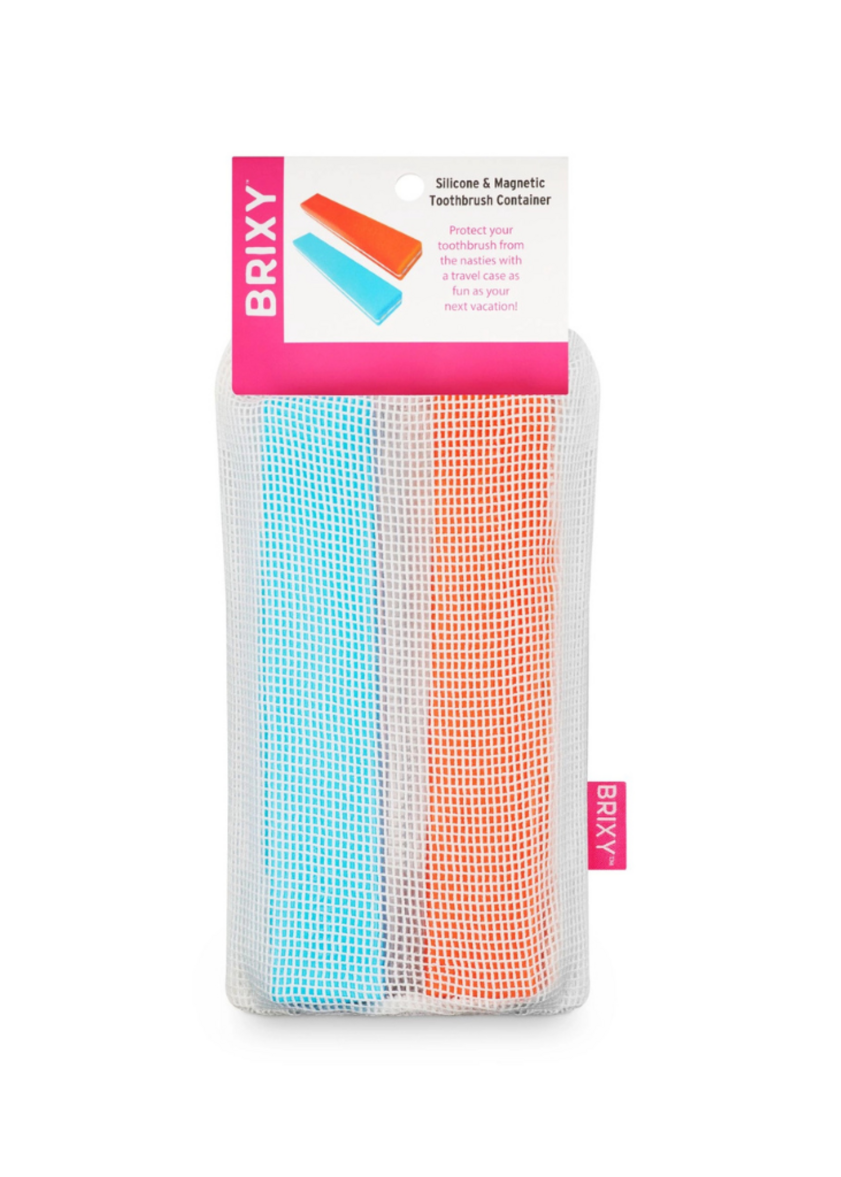 BRIXY BRIXY - Silicone Toothbrush Travel Containers - Blue, Orange