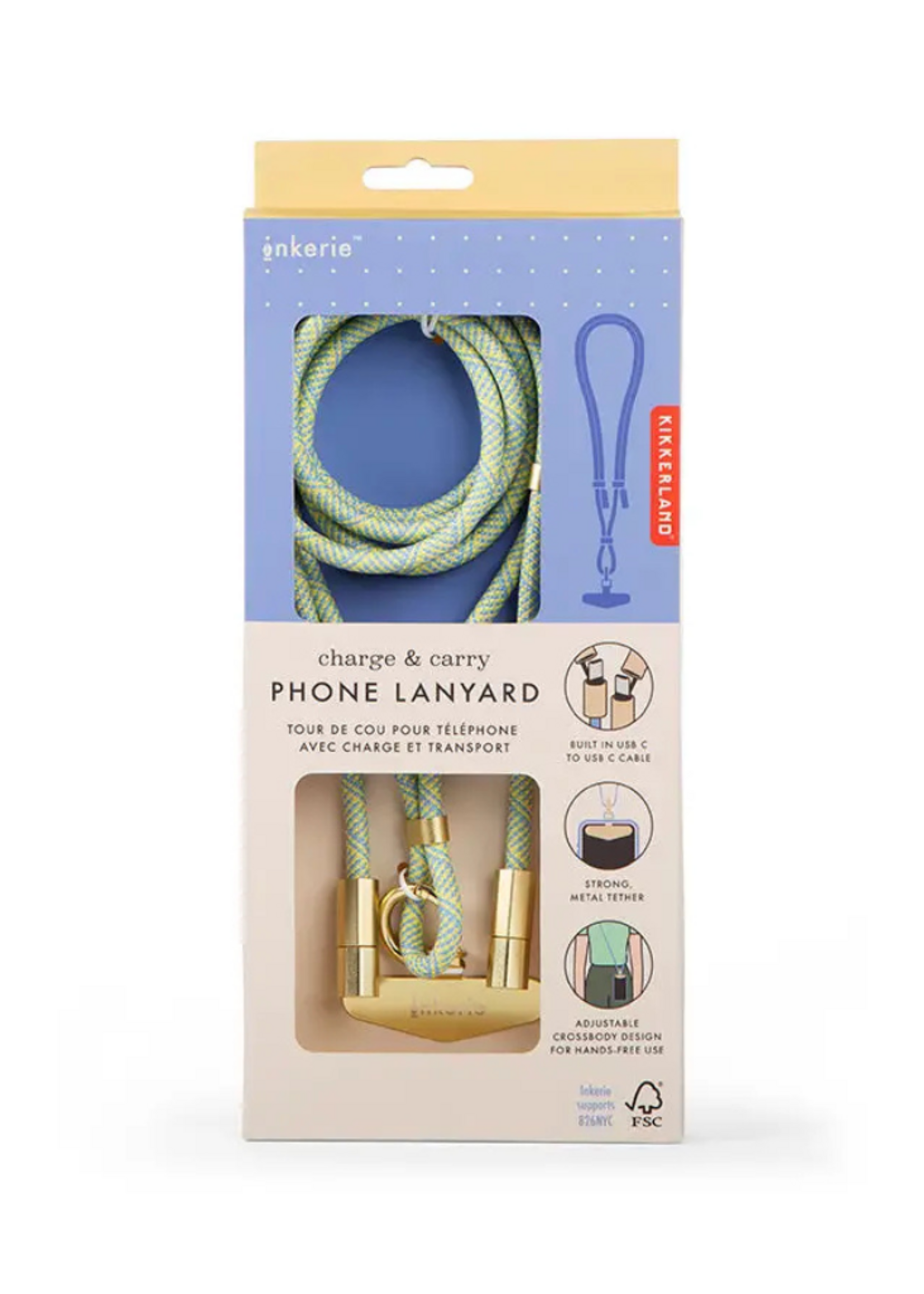 Kikkerland Design Inc. Kikkerland - Charge & Carry Phone Lanyard l Blue