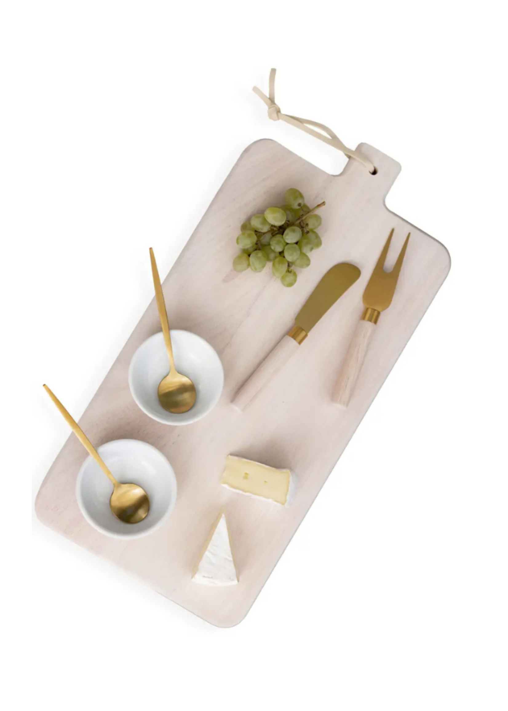 The Bamboo Abode The Bamboo Abode - 7 Piece Cheese Board Set in White Washed Wood