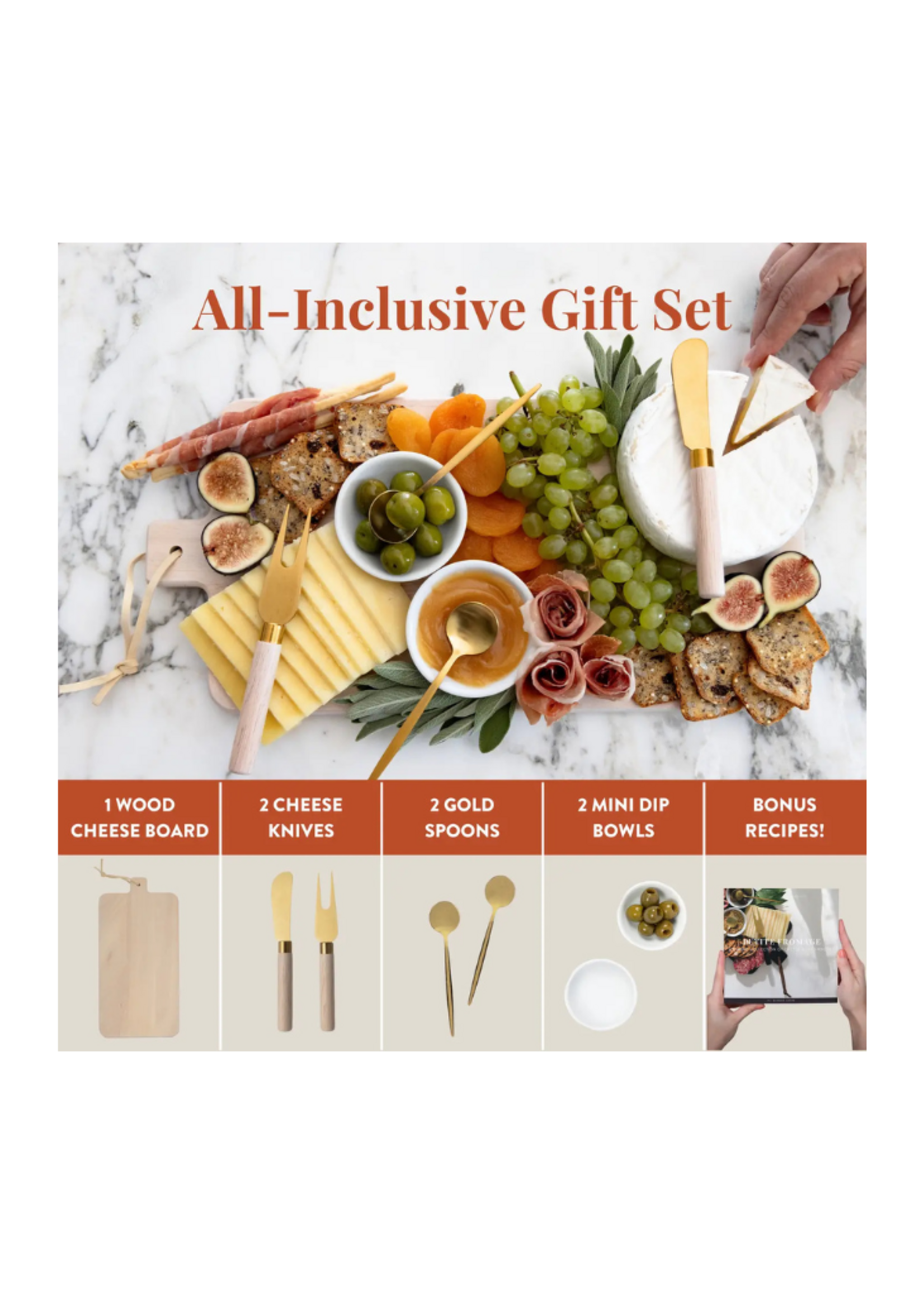 The Bamboo Abode The Bamboo Abode - 7 Piece Cheese Board Set in White Washed Wood