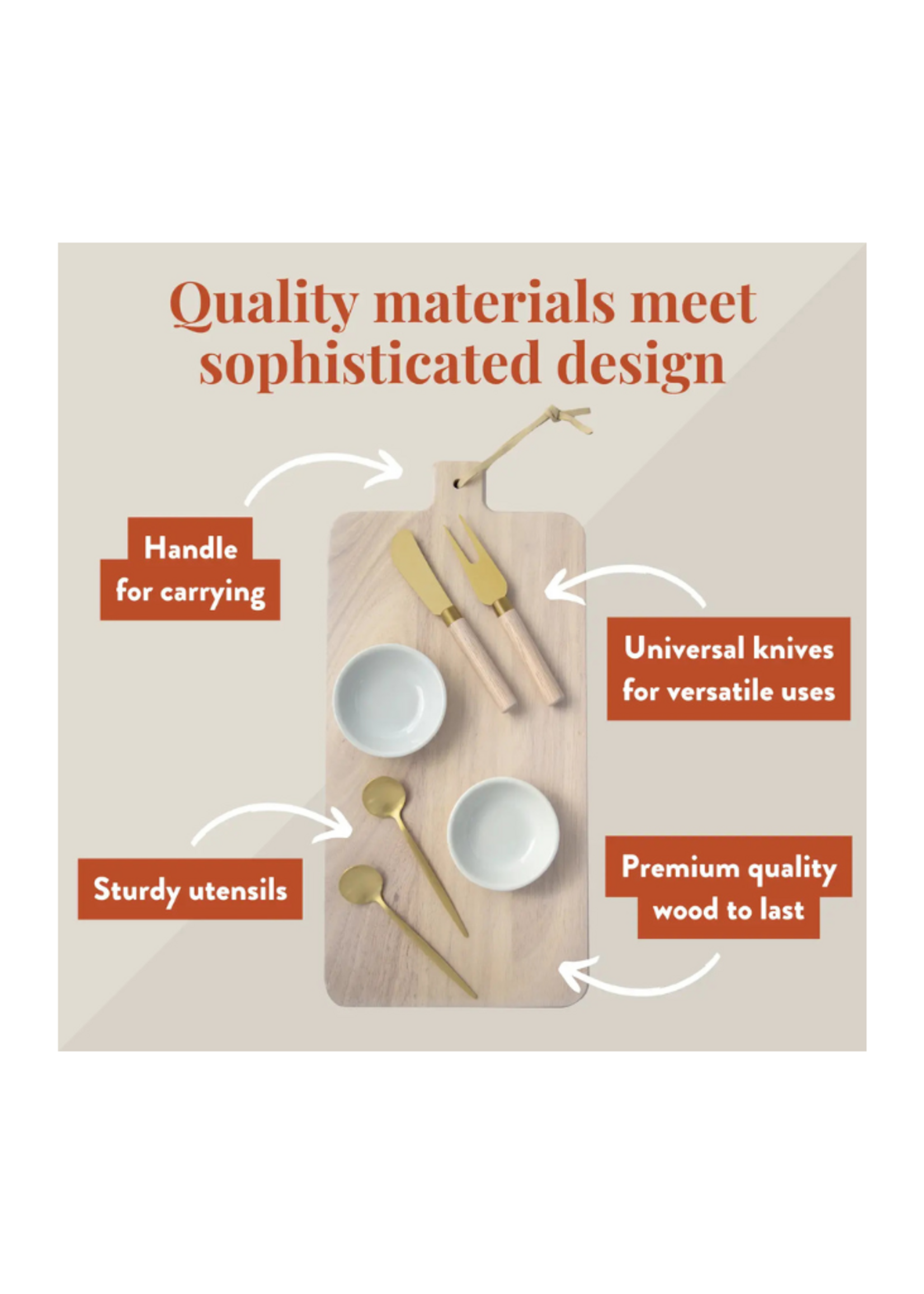 The Bamboo Abode The Bamboo Abode - 7 Piece Cheese Board Set in White Washed Wood