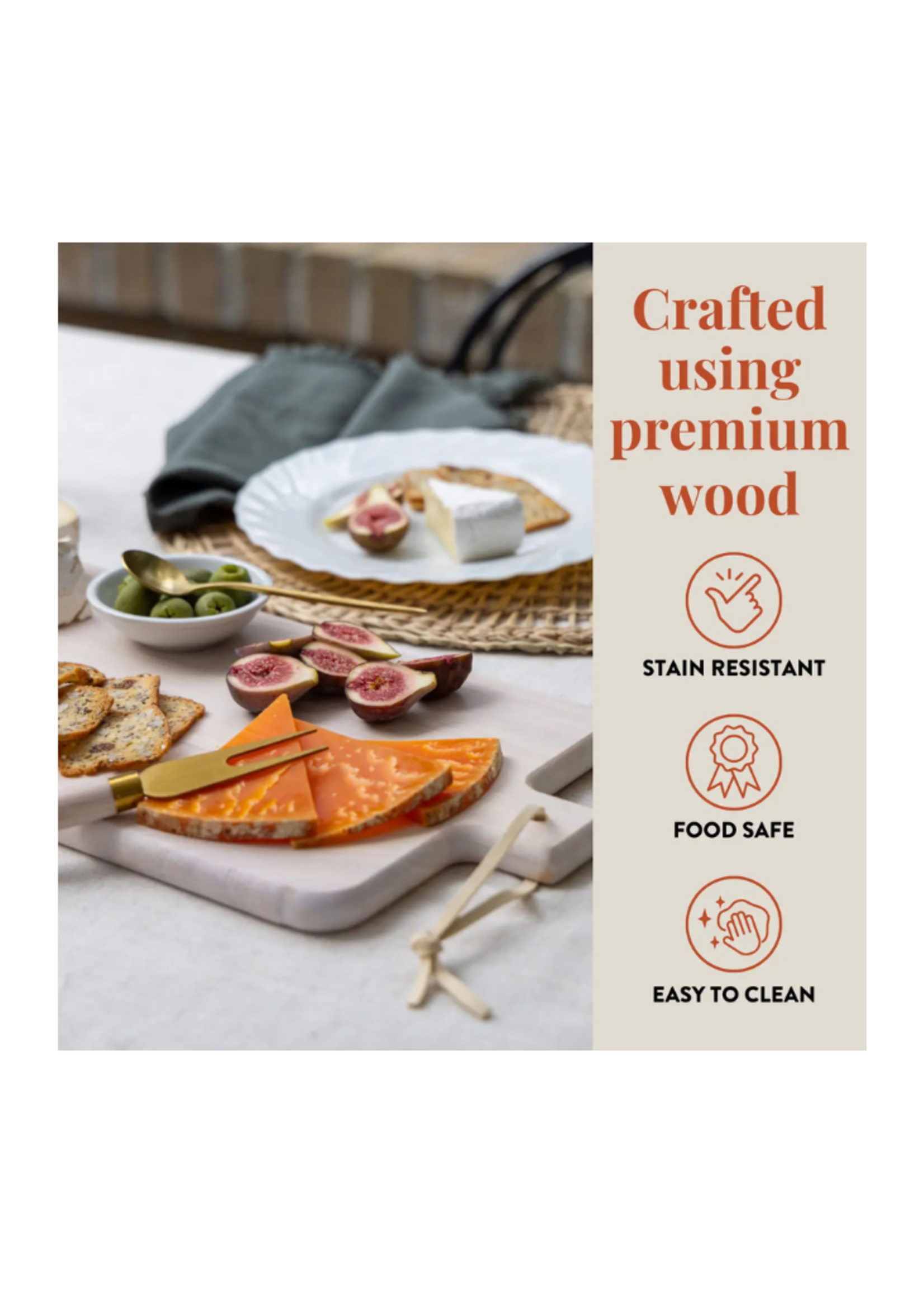 The Bamboo Abode The Bamboo Abode - 7 Piece Cheese Board Set in White Washed Wood