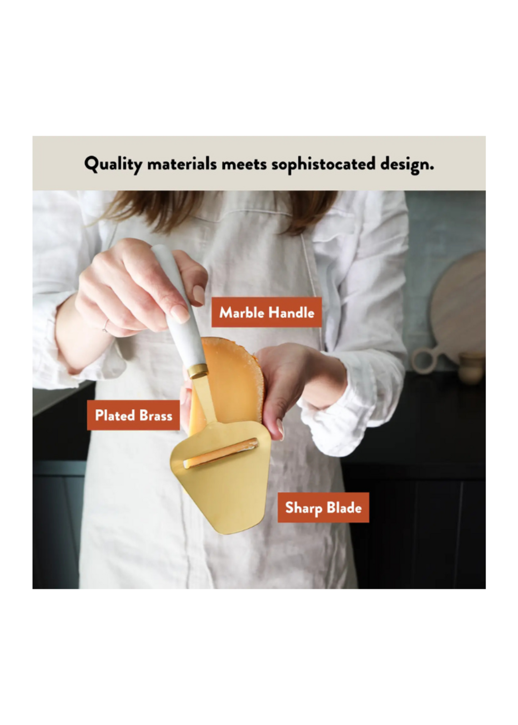 The Bamboo Abode The Bamboo Abode - White Marble Handheld Cheese Slicer, Cheese Plane