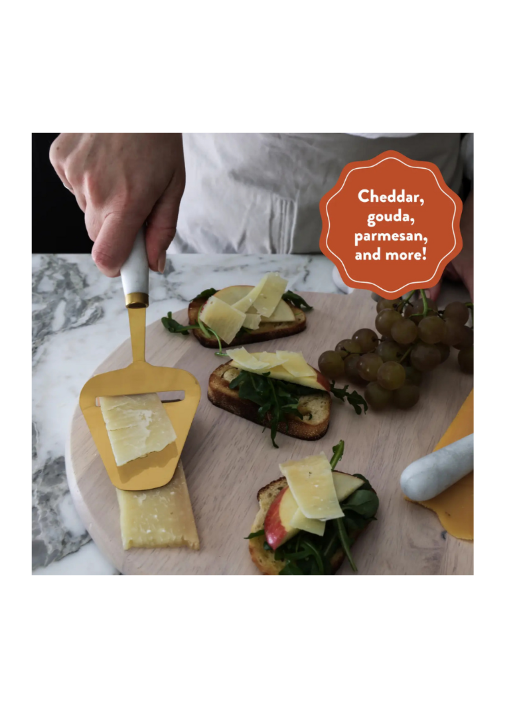 The Bamboo Abode The Bamboo Abode - White Marble Handheld Cheese Slicer, Cheese Plane
