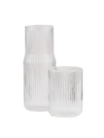 Gry Matter Ribbed Carafe l Clear