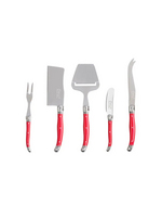 French Home Laguiole 5 Piece Cheese Knife & Slicer Set l Red