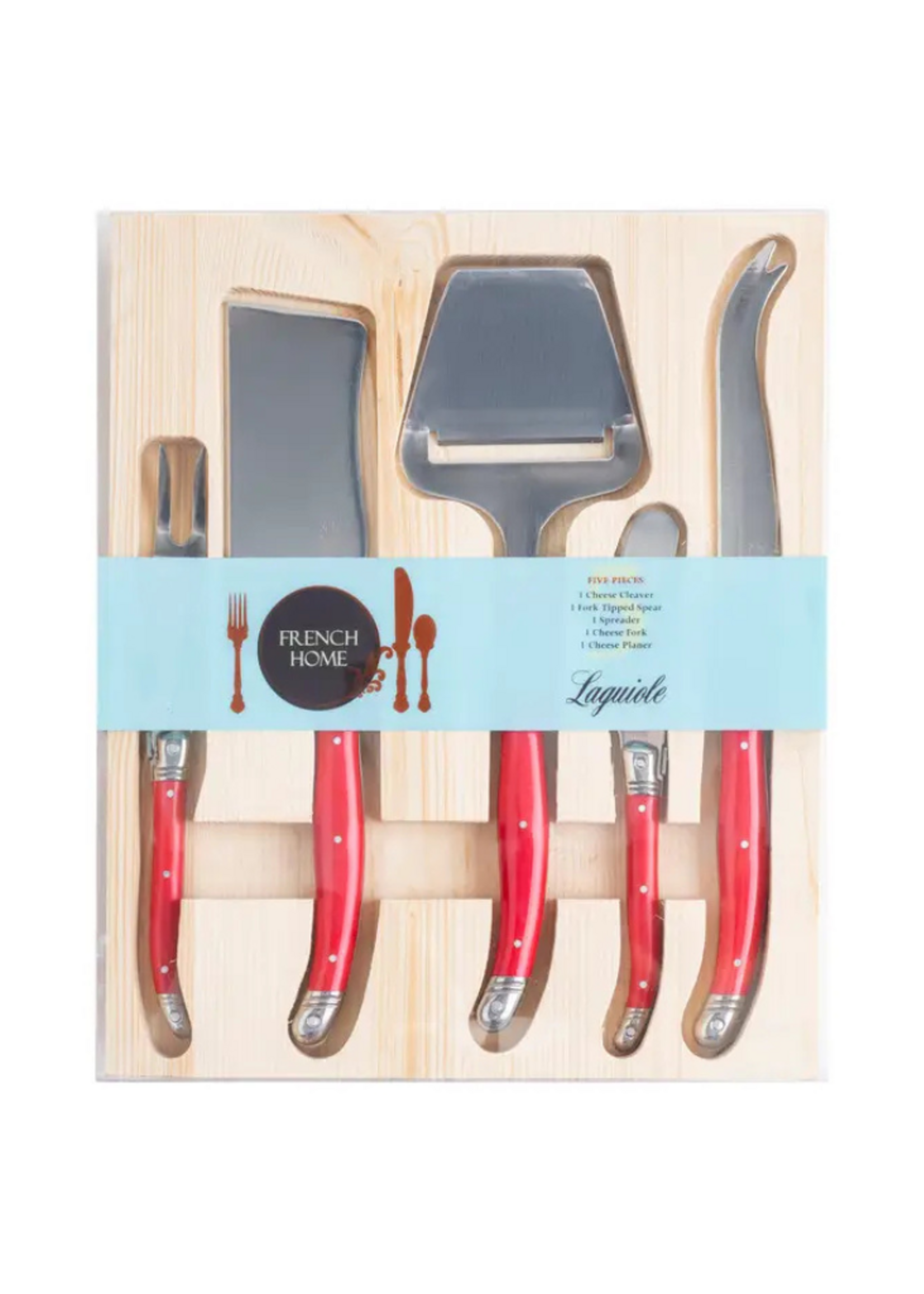 French Home French Home -  Laguiole 5 Piece Cheese Knife & Slicer Set l Red