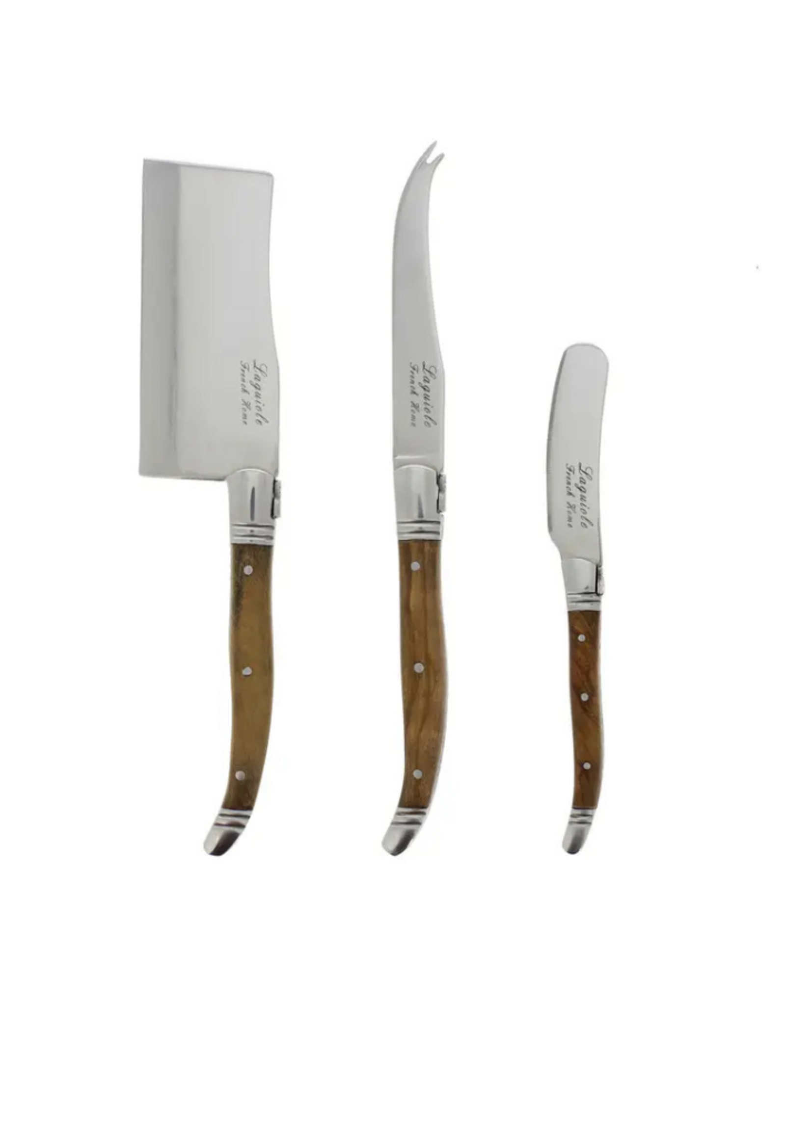 French Home French Home -  Laguiole Connoisseur Olive Wood Cheese Knife Set, 3pc