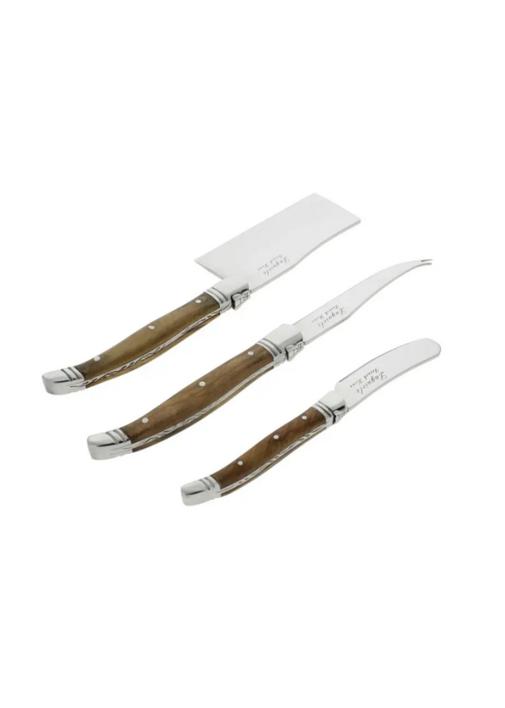 French Home French Home -  Laguiole Connoisseur Olive Wood Cheese Knife Set, 3pc