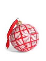 studio THIE Lines Glass Ornament 8cm, Red On Natural