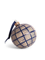 studio THIE Lines Glass Ornament 8cm, Navy On Taupe