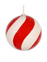 studio THIE Swirl Papier Mache Ornament 7cm, Red & White