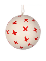 studio THIE Crosses Papier Mache Ornament 7cm, Red & White
