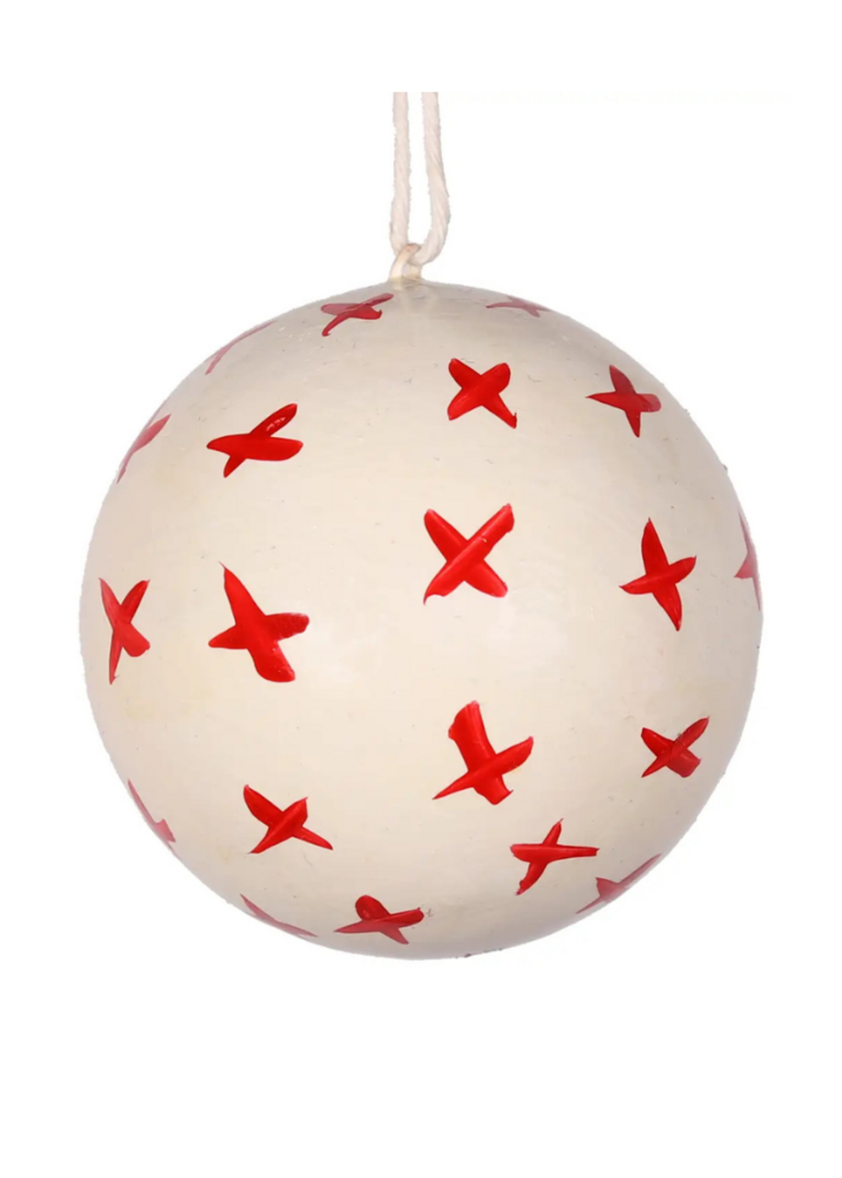 studio THIE studio THIE - Crosses Papier Mache Ornament 7cm, Red & White