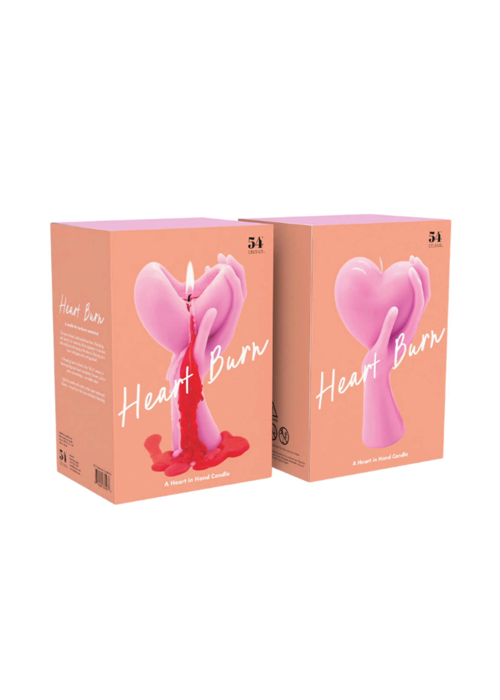 54 Celsius 54 Celsius -  Heart Burn Candle l 7" Tall, Bleeding Heart, 18 Hr Burn Time