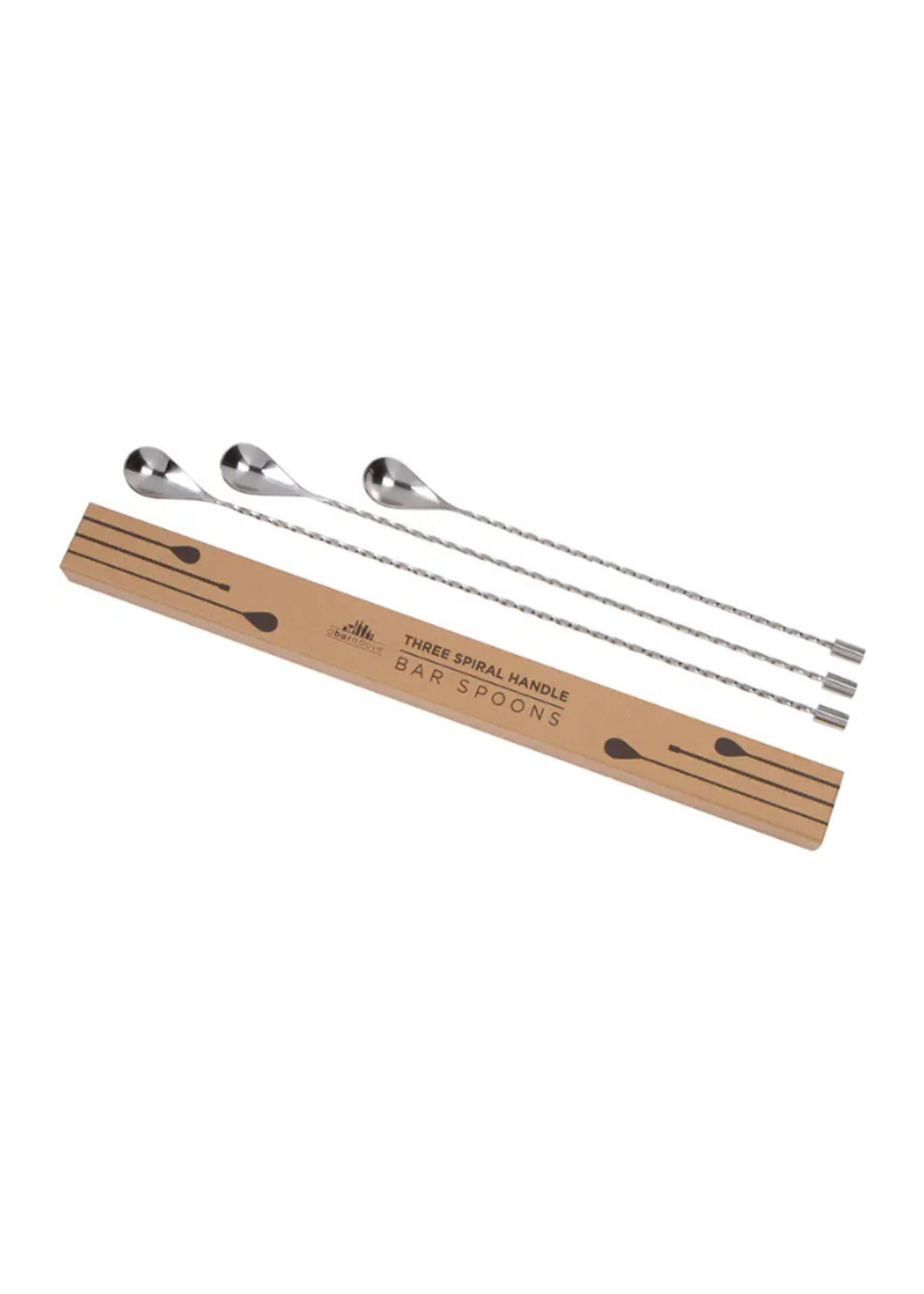 A Bar Above A Bar Above l Bar Spoons, Stainless 3-Piece Spiral Handle, Multi Length