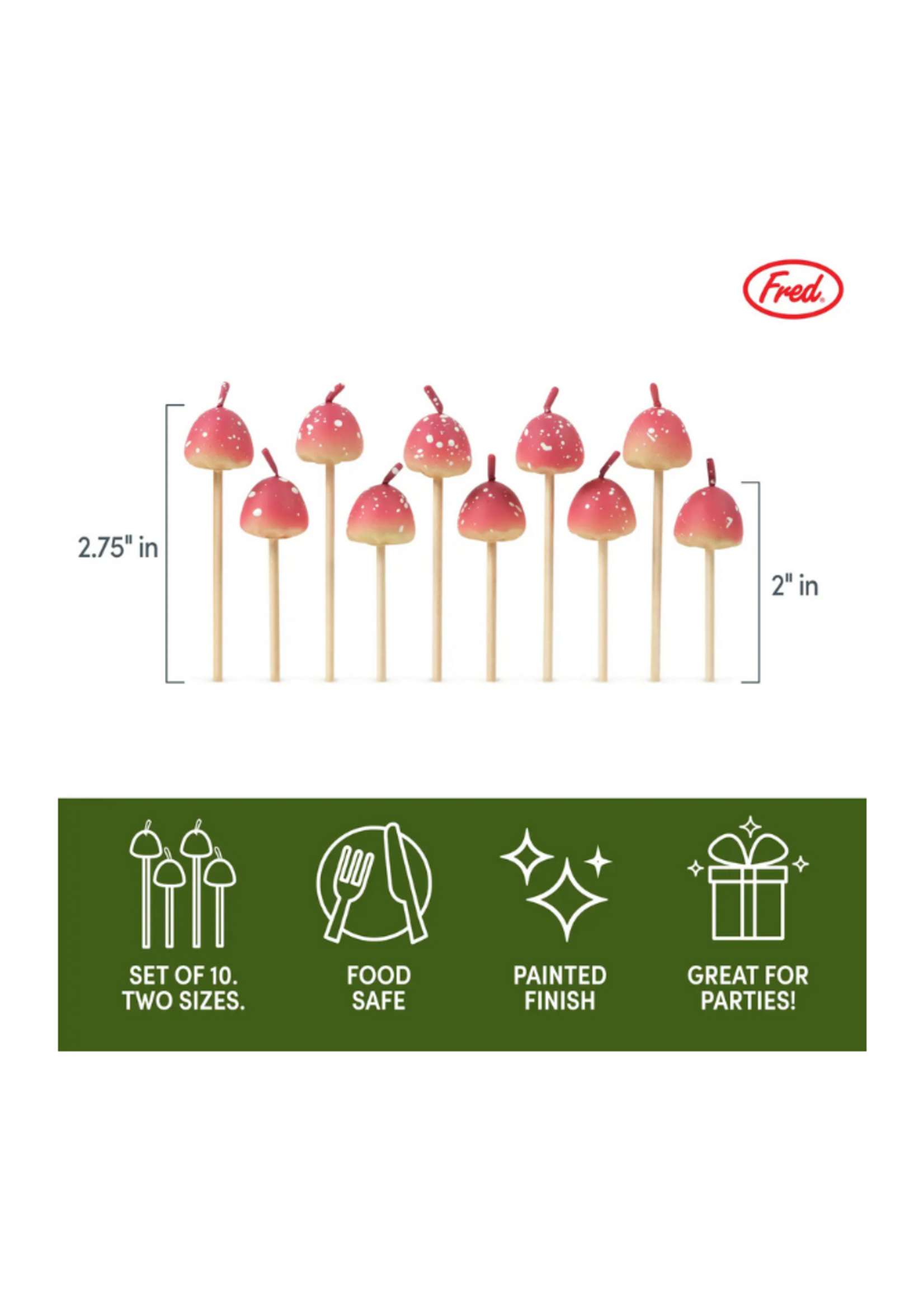 Fred Fred & Friends Woodland Wicks - Mushroom Birthday Candles - Set of 10