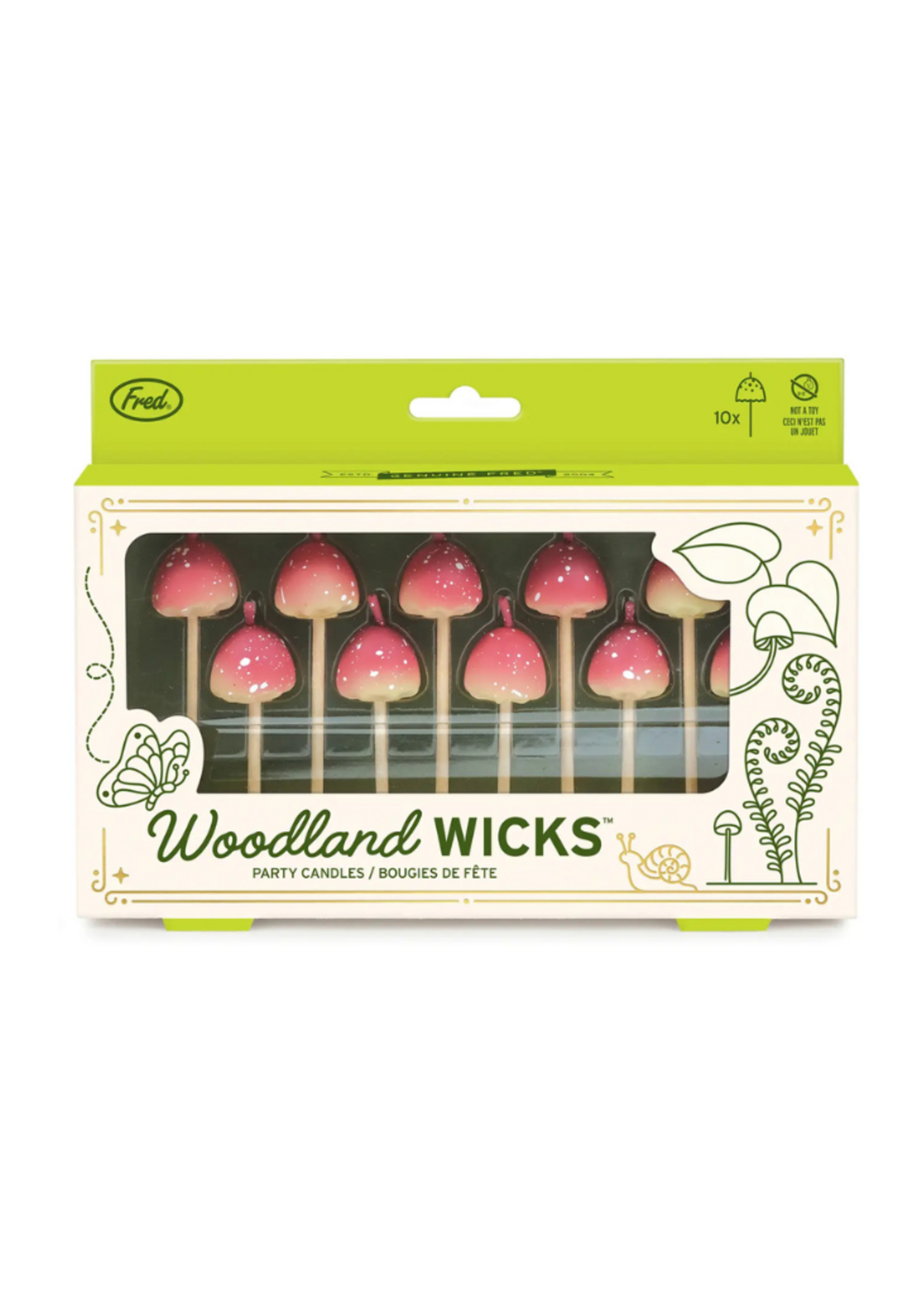Fred Fred & Friends Woodland Wicks - Mushroom Birthday Candles - Set of 10