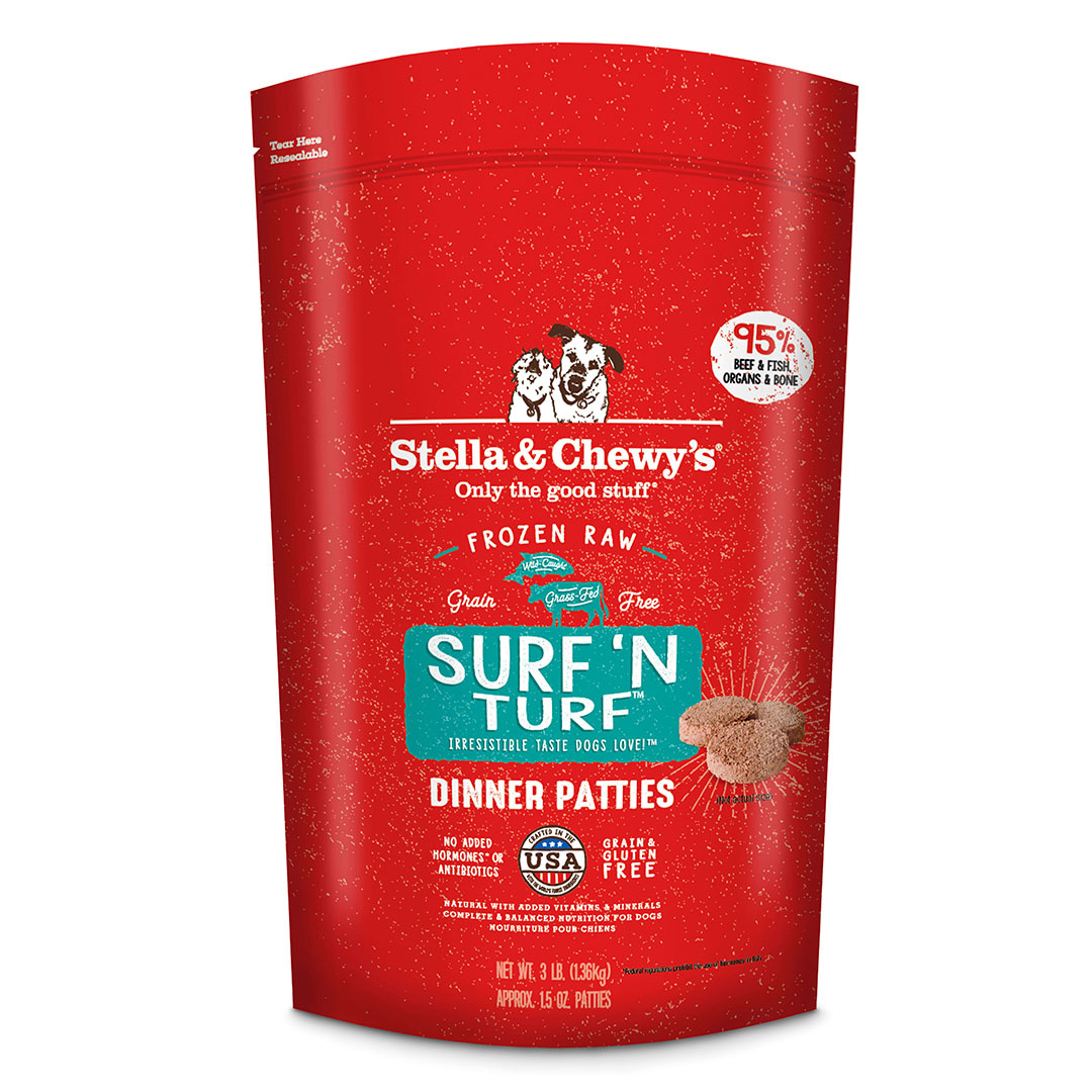 Stella & Chewys Surf ‘N Turf Frozen Raw Dinner Patties For Dogs The