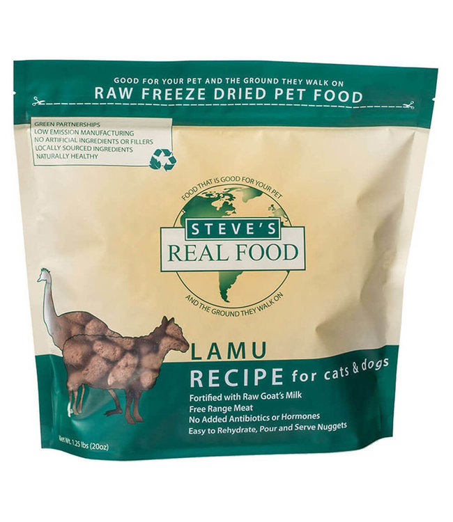 Steve's Real Food Steve's Real Food Freeze Dried Dog & Cat Food Nuggets Lamu Diet 1.25lb