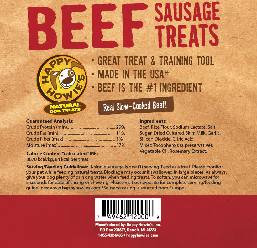 Happy Howie s 4 BEEF SAUSAGE Bakers Dozen 13 count The PawStand