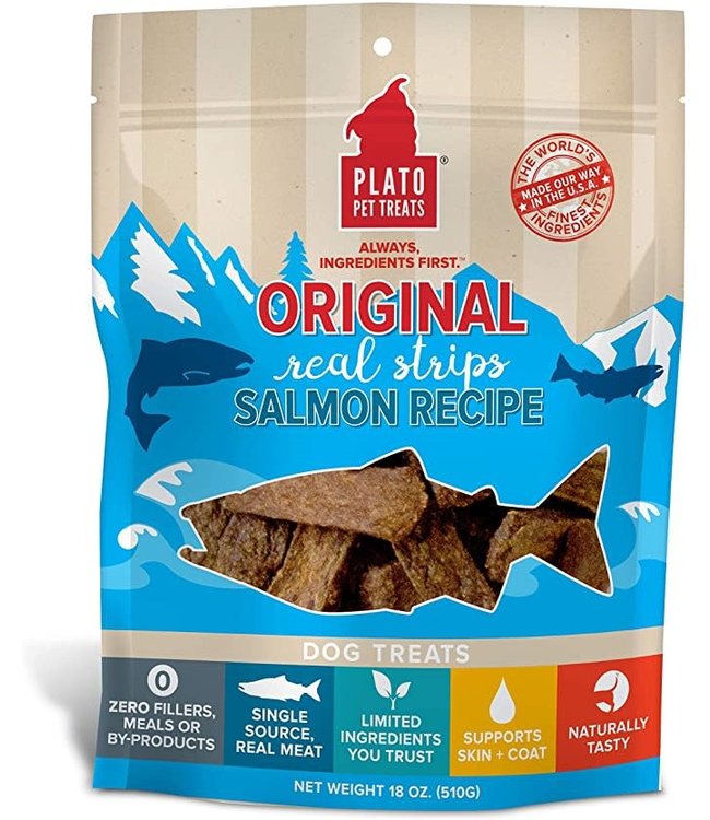 Plato Pet Treats Plato Pet Treats® Original Real Strips Salmon Meat Bar Dog Treats 18 Oz