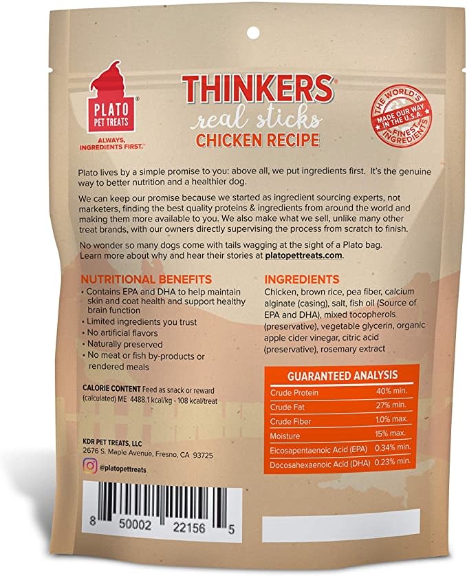 Thinkers Salmon Meat Stick Dog Treats - Plato Pet Treats