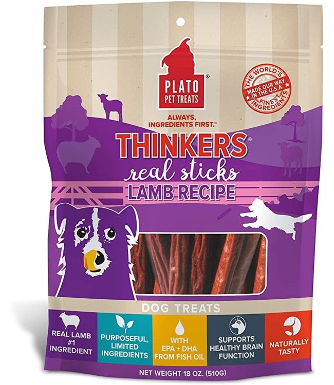 Plato Pet Treats Plato Pet Treats® Thinkers® Lamb Meat Stick Dog Treats 18 Oz