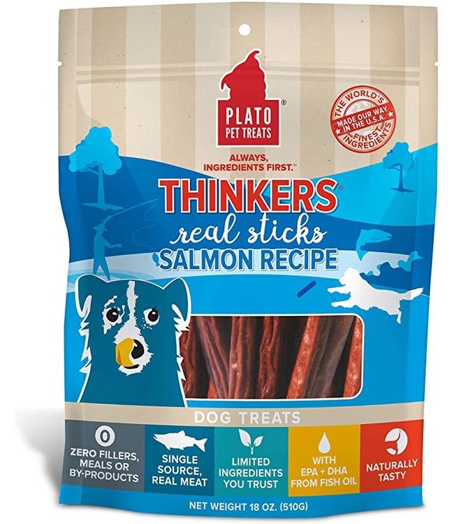 Plato Pet Treats Plato Pet Treats® Thinkers® Salmon Meat Stick Dog Treats 18 Oz