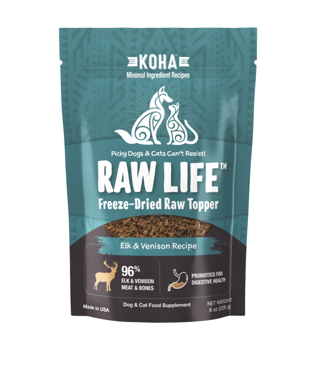 Koha Koha Freeze-Dried Raw Topper Elk & Venison for Dogs and Cats 8oz