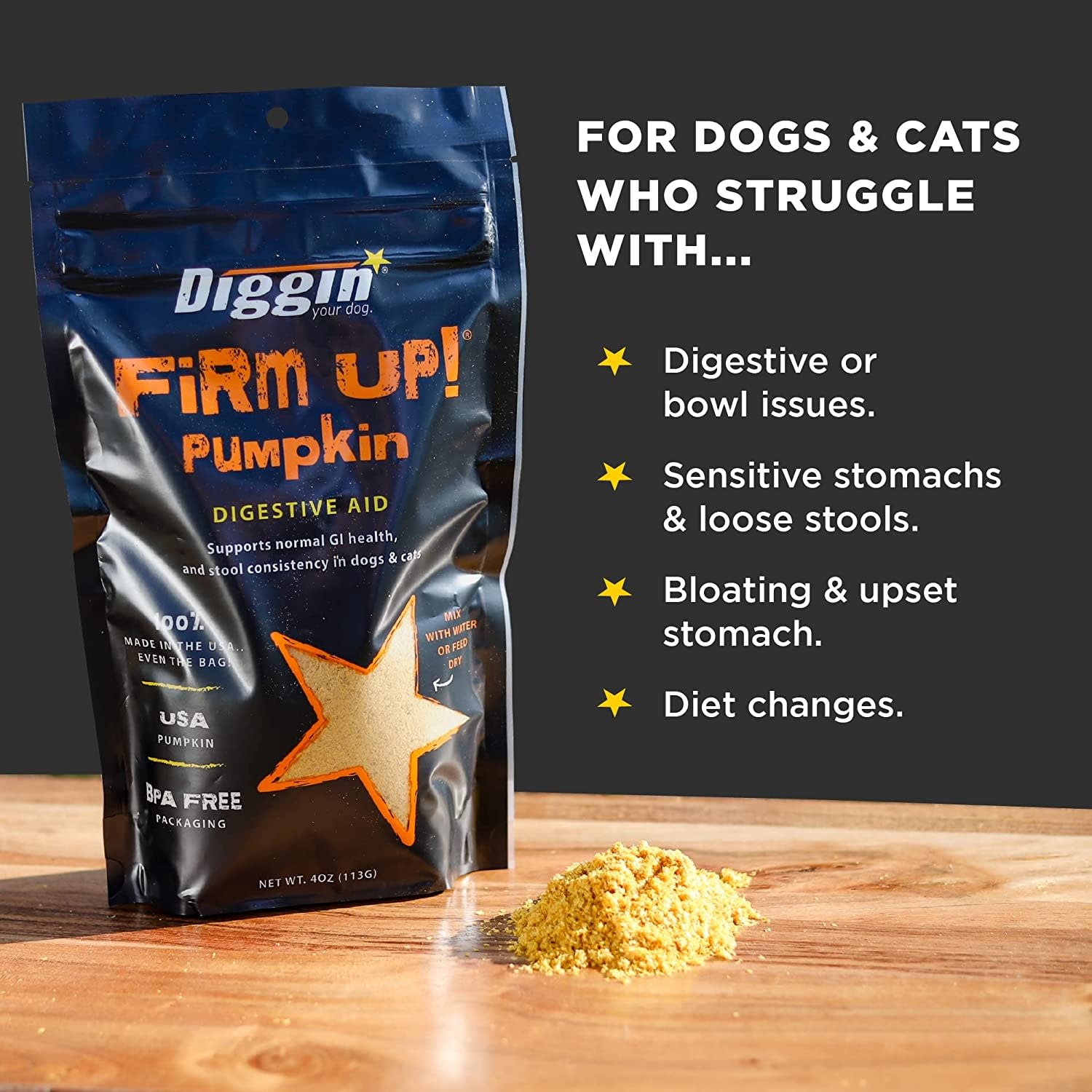 Diggin Your Dog Pumpkin Flakes Firm Up Antidiarrhea 1 oz Trial