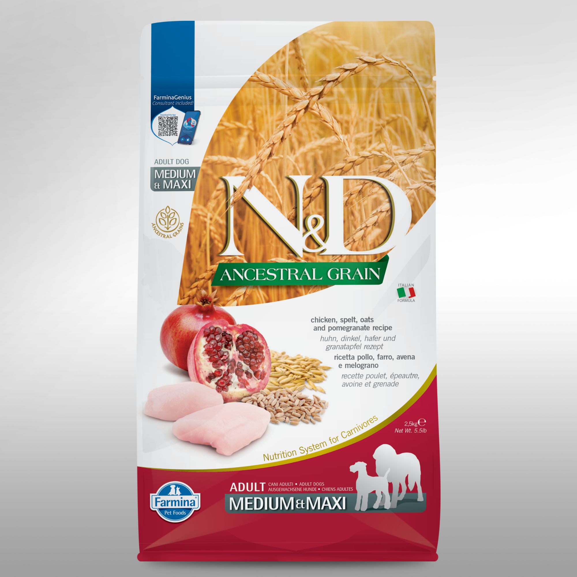 Farmina N D ANCESTRAL GRAIN Chicken Pomegranate Medium Maxi Puppy 5.5 LBS The PawStand