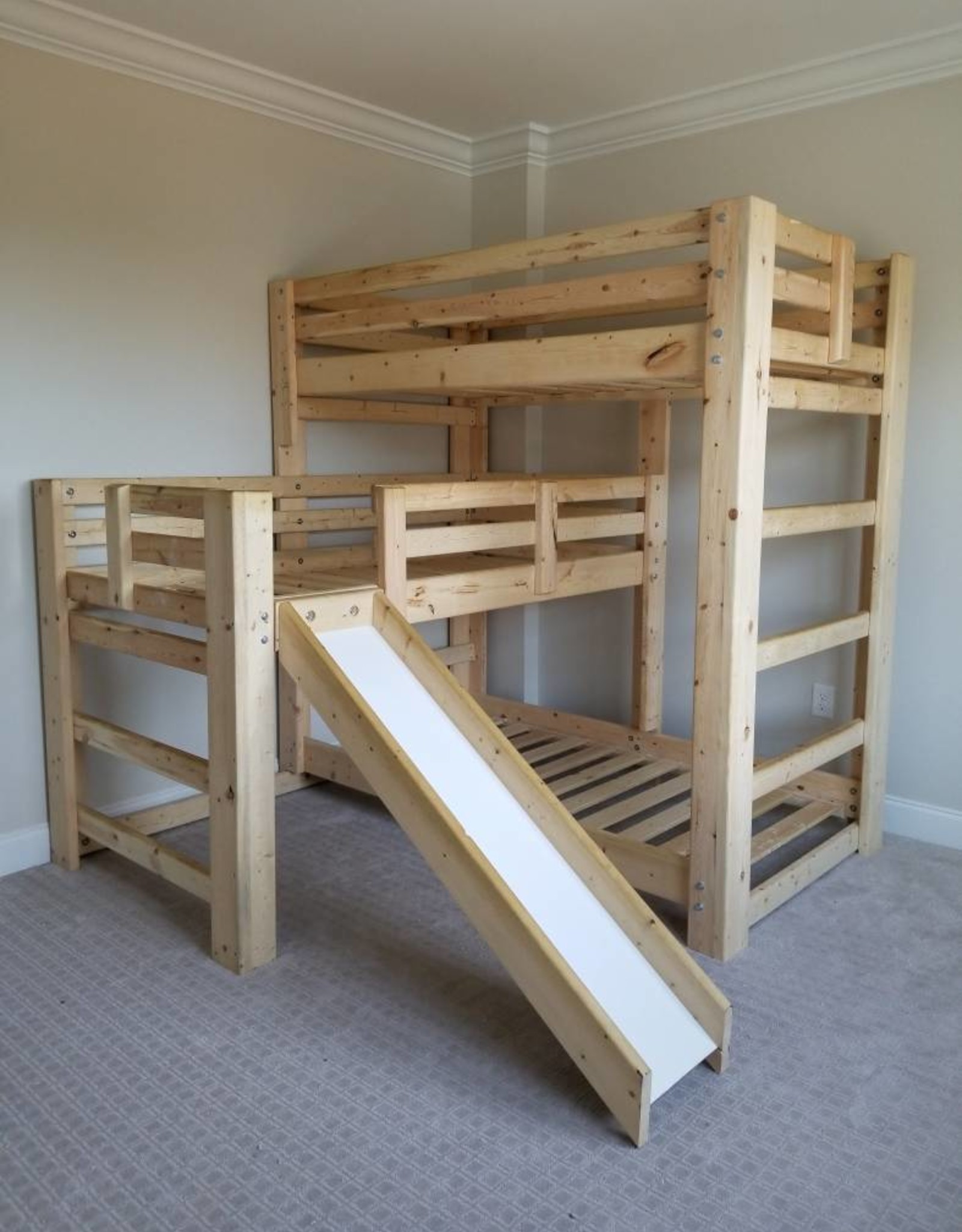 Bargain Bunks Triple Play Triple Bunk Bed W/ Slide