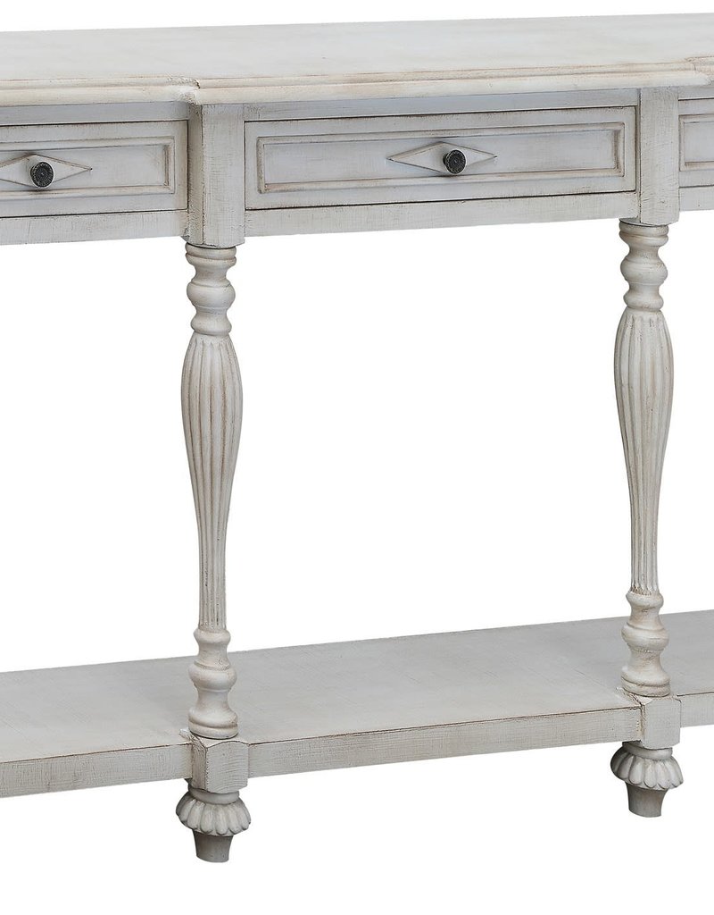 Caroline Antique White Console Table W Drawer Bargain Box And Bunks