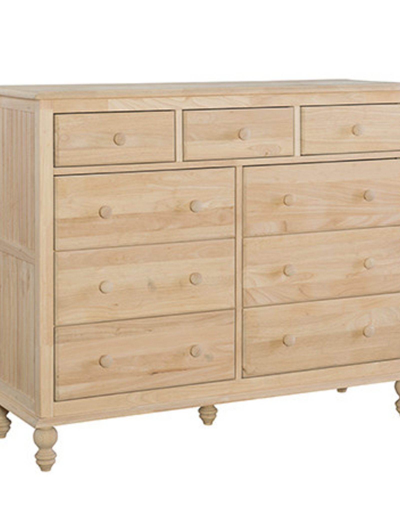 Whitewood Cottage 9 Drawer Dresser Unfinished