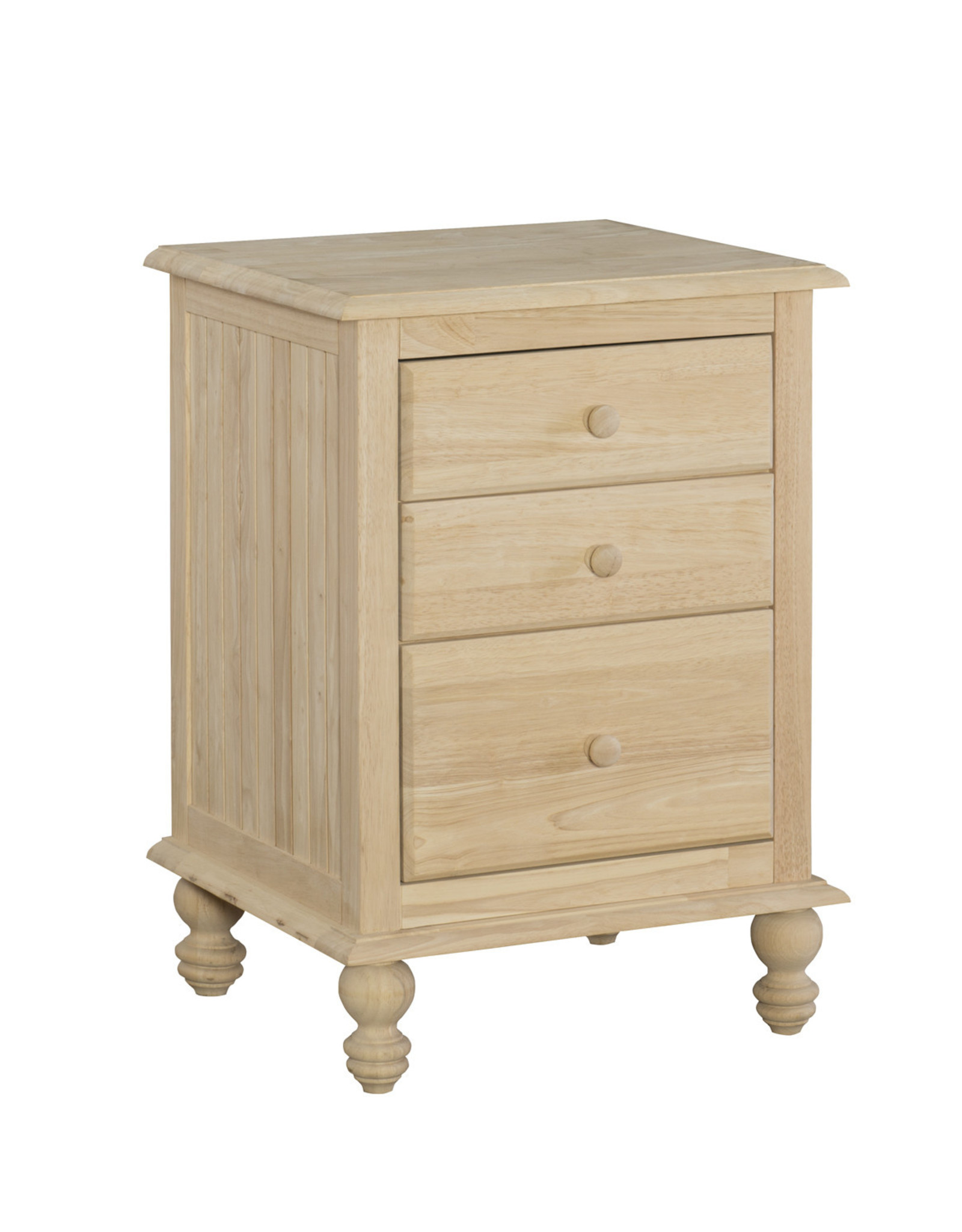 Whitewood Cottage 3 Drawer Nightstand - Unfinished