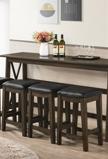 Bernards Carmino Sofa Bar w/ Drop-down Table & 4 Stools - French Gray