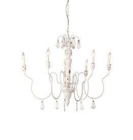 Crestview Celeste Wood & Iron Distressed White Chandelier