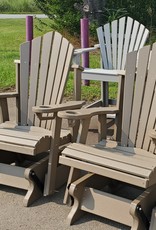 HDM Outdoor Adirondack Glider Rocker Fan Back W/ Built-In Cupholders