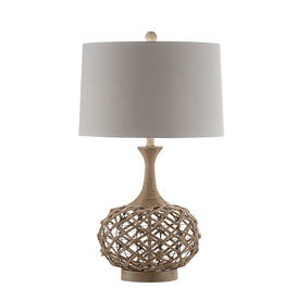 Crestview Myla Hemp Rope Woven Table Lamp w/ Linen Shade